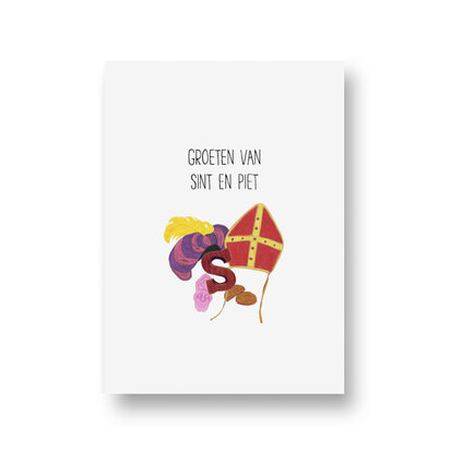 Ansichtkaart Groeten van Sint en Piet