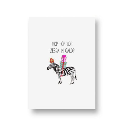 Ansichtkaart Hop hop hop zebra in galop