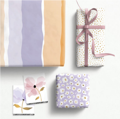 Mini kaartje Layered petals paars