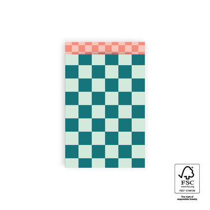 Cadeauzakjes Big Check Jade Blue - Check Salmon 12 x 19