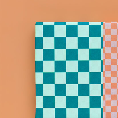 Cadeauzakjes Big Check Jade Blue - Check Salmon 12 x 19