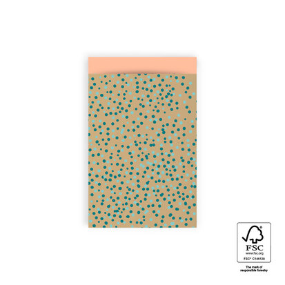 Cadeauzakjes Dots Gold Jade Blue - Peach 12 x 19