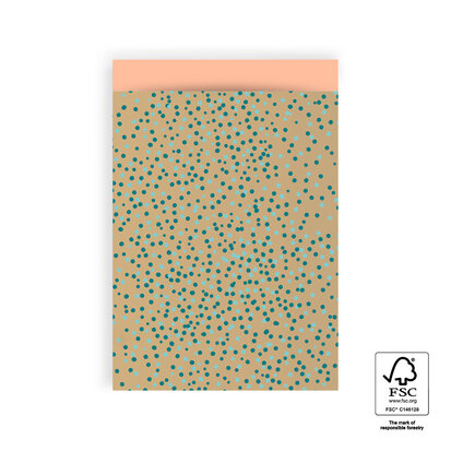 Cadeauzakjes Dots Gold Jade Blue - Peach 17 x 25