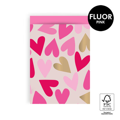 Cadeauzakjes Big Hearts Sand Sweet - Pink 17 x 25