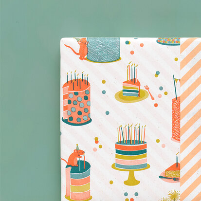 Cadeauzakjes Birthday Cake - Stripes Peach 12 x 19