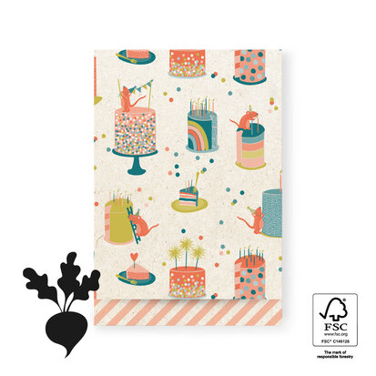 Cadeauzakjes Birthday Cake - Stripes Peach 17 x 25
