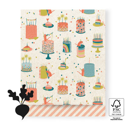 Cadeauzakjes Birthday Cake - Stripes Peach 27 x 34