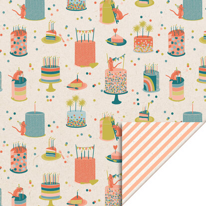 Cadeauzakjes Birthday Cake - Stripes Peach 27 x 34
