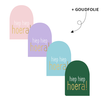 Sticker Hiep hiep hoera parabool assorti