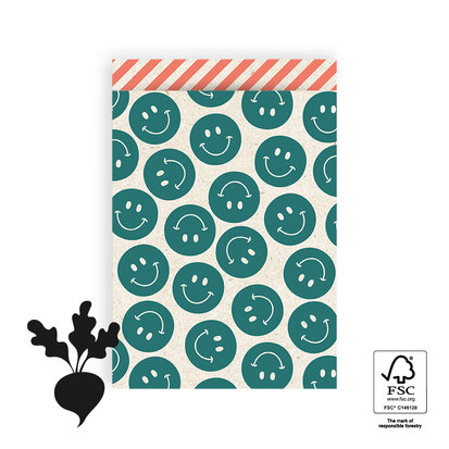 Cadeauzakjes Smiley Petrol - Stripes Poppy Red 17 x 25