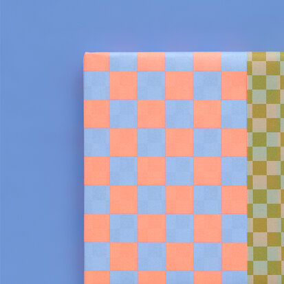 Cadeauzakjes Big Check Fluor Orange - Check Mustard 12 x 19