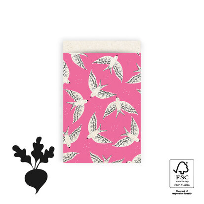 Cadeauzakjes Birds Flamingo Pink 12 x 19