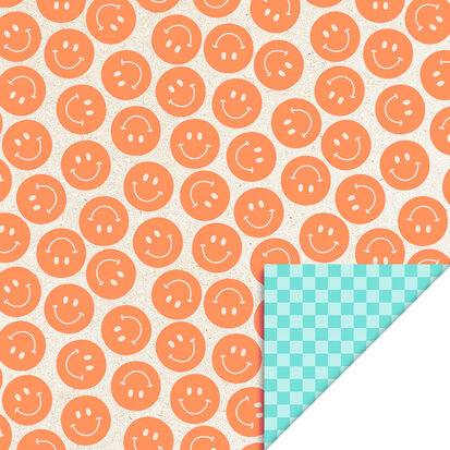 Cadeauzakjes Smiley Fluor Orange - Check Pool Blue 12 x 19