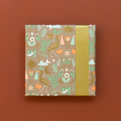 Cadeaupapier Baby Joy Taupe - Gold