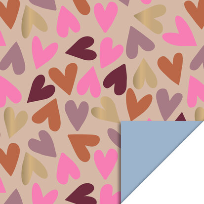 Cadeaupapier Big Hearts Nude - Polar Blue