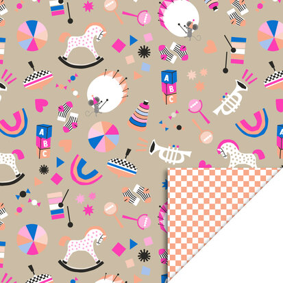 Cadeaupapier Toy Story - Check Peach