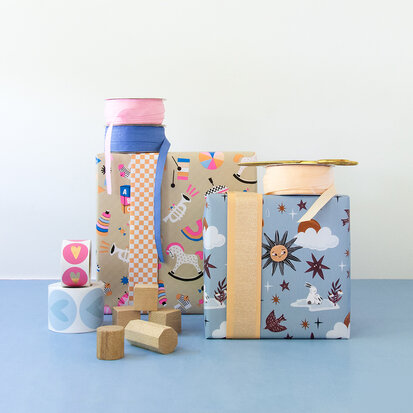 Cadeaupapier Baby Dreams Polar Blue - Peach