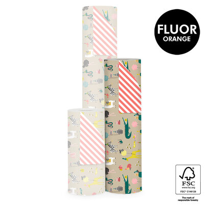 Cadeaupapier Party Animals Nude - Stripe Fluor Orange