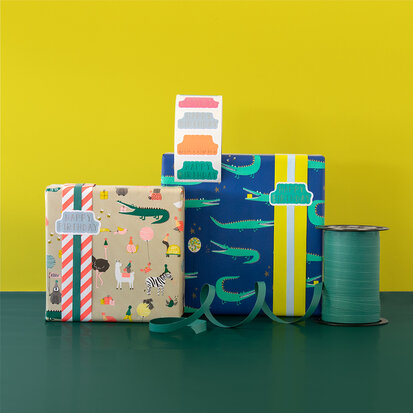 Cadeaupapier Party Animals Nude - Stripe Fluor Orange