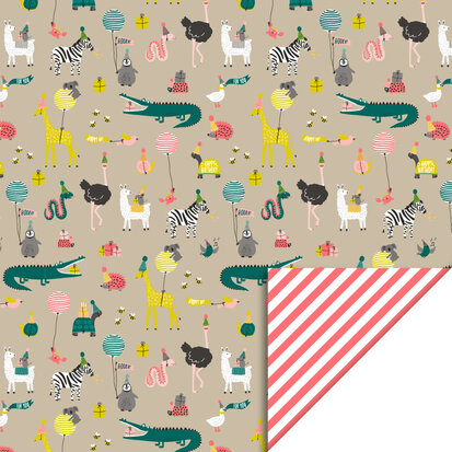 Cadeaupapier Party Animals Nude - Stripe Fluor Orange