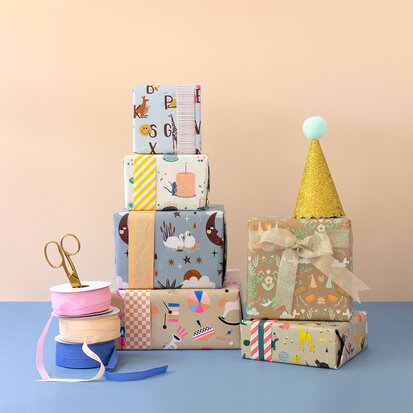 Cadeaupapier Birthday Cake - Stripe Summer Yellow
