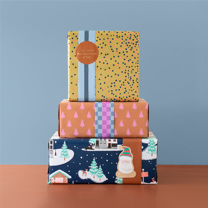 Cadeaupapier Landscape Blue - Cognac