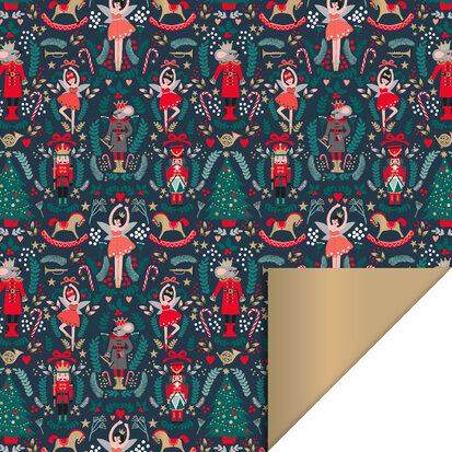 Cadeaupapier Nutcracker Blue - Gold