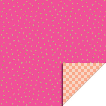 Cadeauzakjes Small Hearts Pink Gold Foil - Check Peach 12 x 19