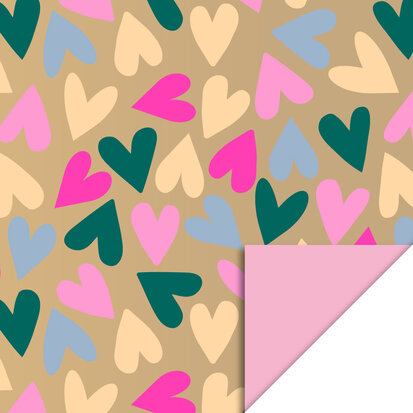 Cadeauzakjes Big Hearts Gold - Blush Pink 17 x 25 cm 