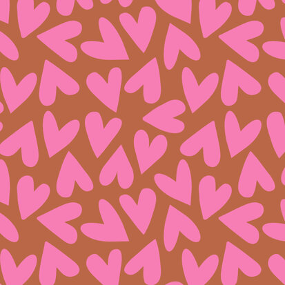 Vloeipapier Big Hearts - Flamingo Pink / Cognac 