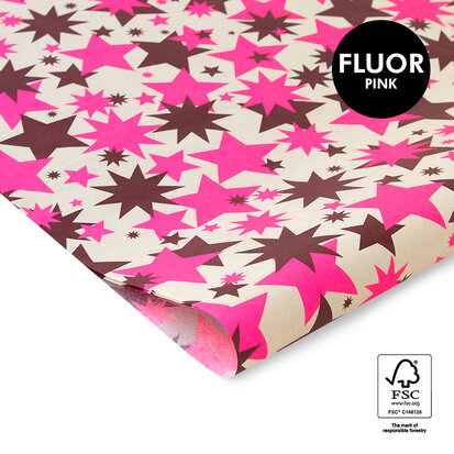 Vloeipapier Big Stars - Fluor Pink /Beet Red 