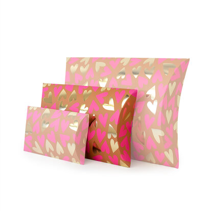 Pillow boxes - Medium - Hearts Fluor Pink