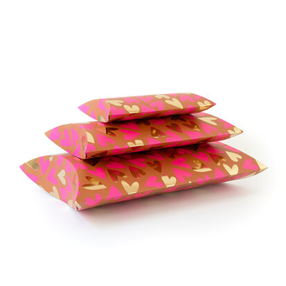 Pillow boxes - Medium - Hearts Fluor Pink