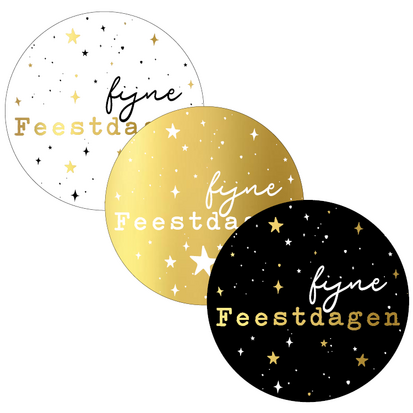 Sticker Fijne Feestdagen + Stars assorti