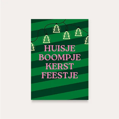 Kerstkaart Huisje boompje