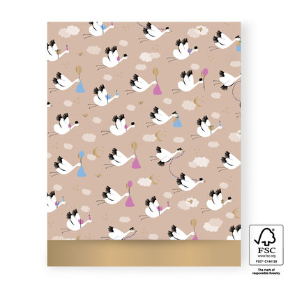 Cadeauzakjes Baby Bird Beige - Gold 27 x 34