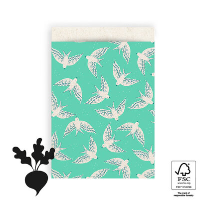 Cadeauzakjes Birds Mint 17 x 25 cm 