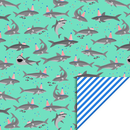 Cadeauzakjes Shark - Stripe Blue 12 x 19