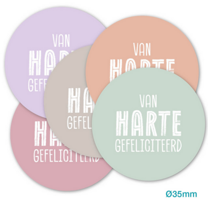 Stickers Van harte gefeliciteerd (pastel)