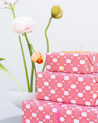 Cadeaupapier Get Lucky Soft Red on Pink