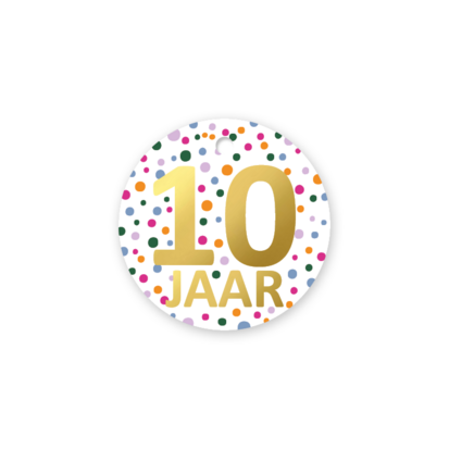 Cadeaulabel Confetti cijfer 10