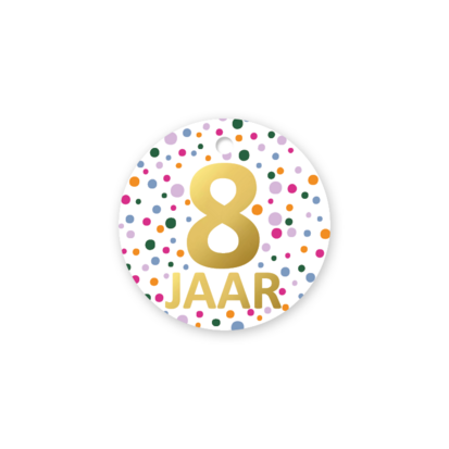 Cadeaulabel Confetti cijfer 8