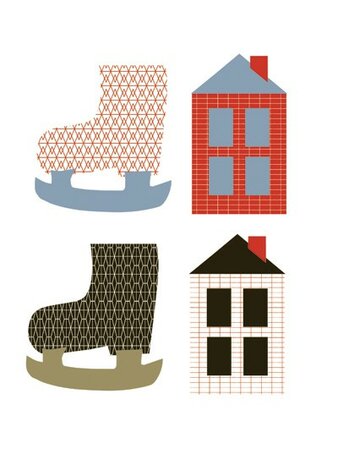 Cadeaulabels skates & houses