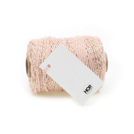 Cotton cord light pink/gold roll