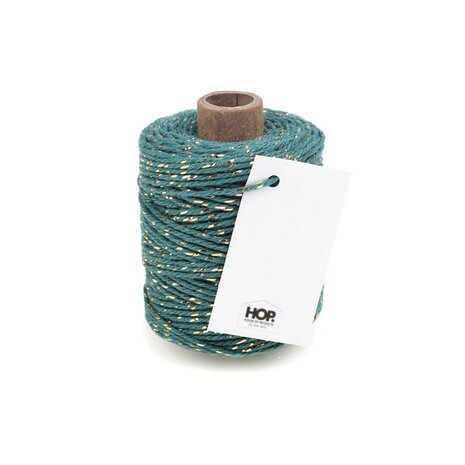 Cotton cord seagreen/gold roll