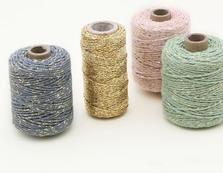Cotton cord seagreen/gold roll