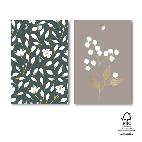 Cadeaulabel Duo flowers grey