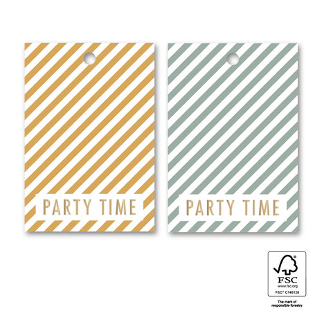 Cadeaulabel Party stripes yellow