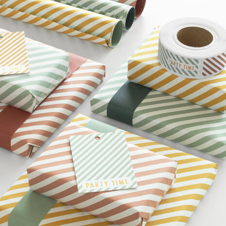 Cadeaulabel Party stripes yellow