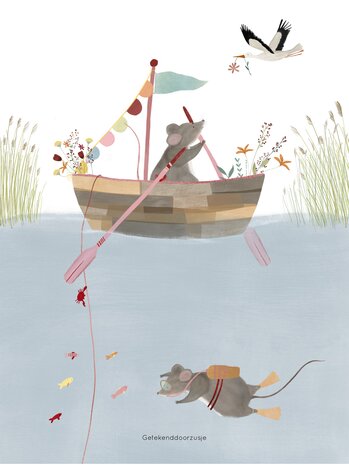 Wenskaart Fishermice A5